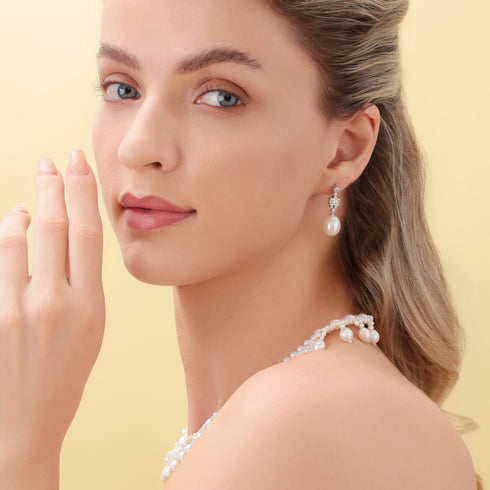 9-10mm Freshwater Drop Earrings Royal-Inspired - House Of Pearls